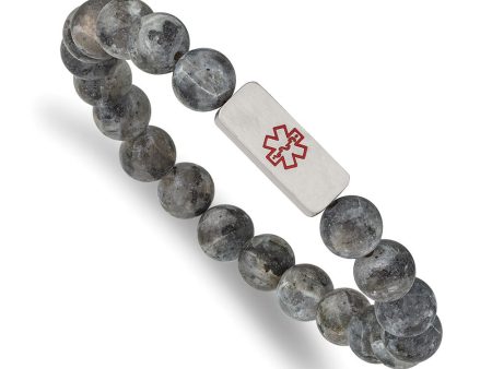 8.5mm Stainless Steel Gemstone Brushed Medical I.D. Stretch Bracelet Online