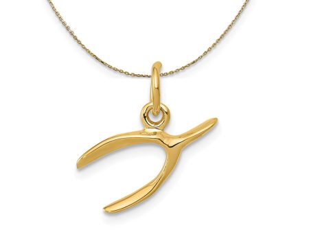 14k Yellow Gold 3D Wishbone (16mm) Necklace Sale