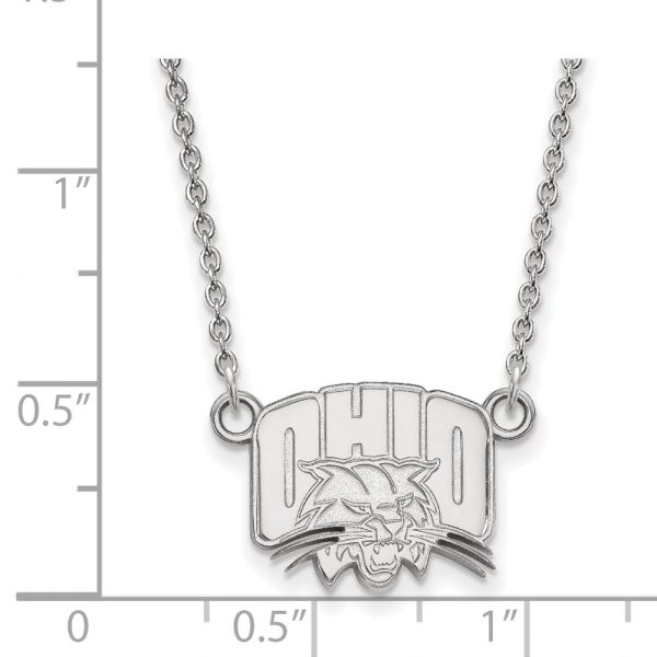 10k White Gold Ohio U Small Pendant Necklace For Sale