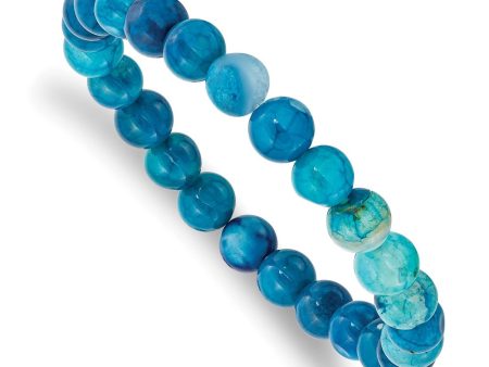 8mm Colorful Agate Beaded Stretch Bracelet, 6.75 Inch Sale