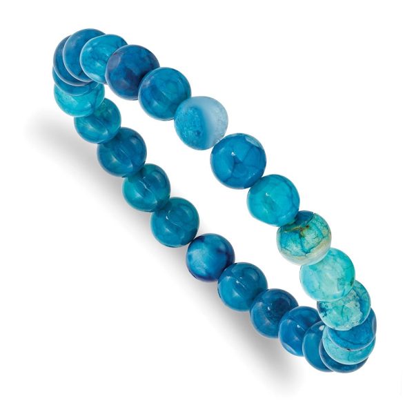 8mm Colorful Agate Beaded Stretch Bracelet, 6.75 Inch Sale