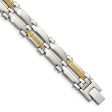 10mm Stainless Steel & 14K Yellow Gold Accent Link Bracelet, 8.5 Inch For Discount