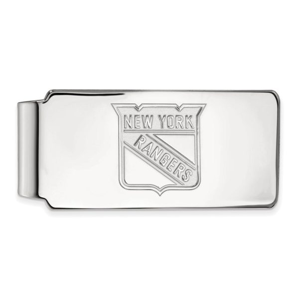 10k White Gold NHL New York Rangers Money Clip For Discount