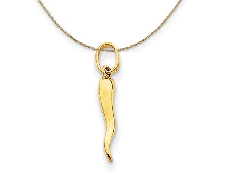 14k Yellow Gold Hollow Italian Horn Necklace Supply