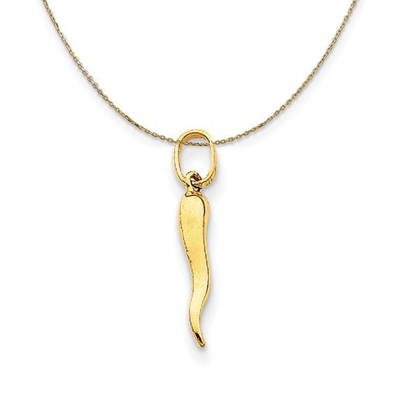 14k Yellow Gold Hollow Italian Horn Necklace Supply