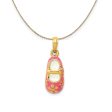 14k Yellow Gold and Enamel Pink Baby Shoe (7 x 22mm) Necklace Fashion