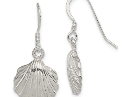 12mm Polished Seashell Dangle Earrings in Sterling Silver Hot on Sale