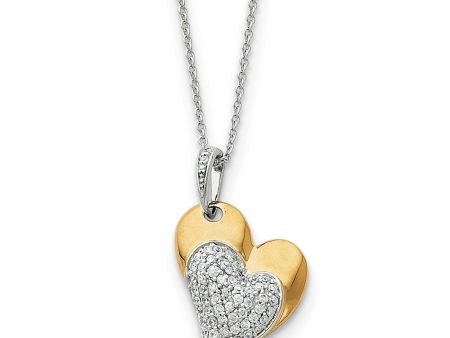 Sterling Silver, Gold Tone & CZ Blessed Beyond Measure Heart Necklace Online now