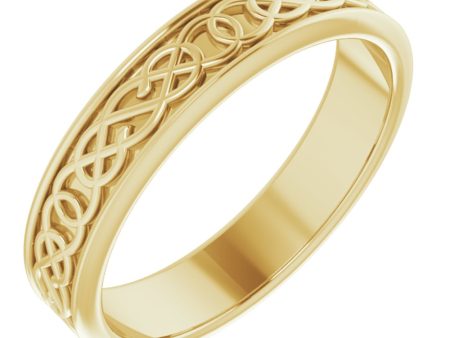 Men s 5mm 14K Yellow Gold Celtic Inspired Standard Fit Band For Cheap