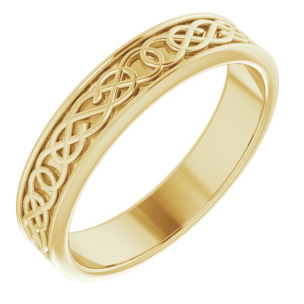 Men s 5mm 14K Yellow Gold Celtic Inspired Standard Fit Band For Cheap