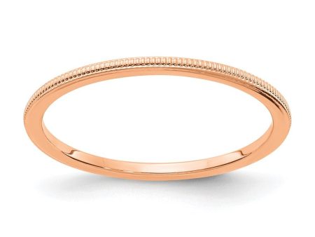 1.2mm 14k Rose Gold Milgrain Stackable Band For Sale