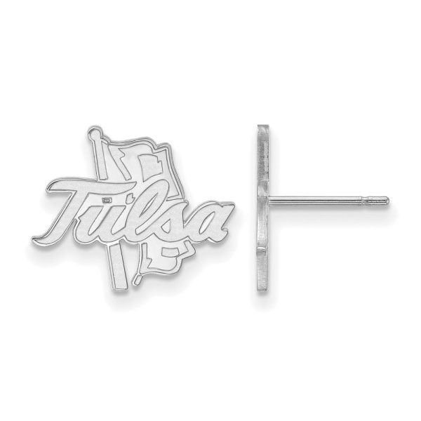 10k White Gold The University of Tulsa Small Post Earrings For Sale