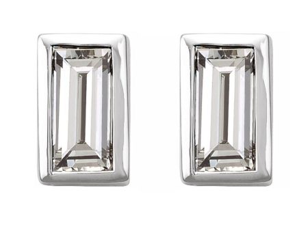 14K White Gold Diamond Baguette (SI2-SI3, G-H) Post Earrings Supply