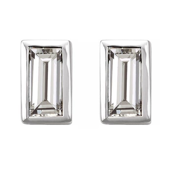 14K White Gold Diamond Baguette (SI2-SI3, G-H) Post Earrings Supply