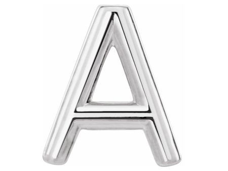 Single, 14k White Gold Initial A-Z Post Earring, 8mm Discount