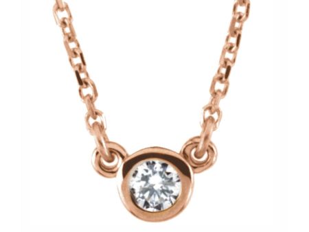 14K Rose Gold 1 10, 1 6, 1 4, 1 3 or 1 2 CT Diamond Solitaire Necklace on Sale