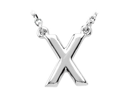 Sterling Silver, Kendall Collection, Block Initial X Necklace, 16 Inch Hot on Sale