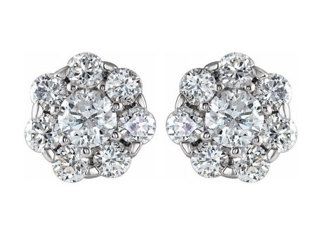 14K White Gold 3 8 CTW Diamond Cluster Stud Earrings, 5.5mm Diameter Fashion