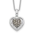 1 4 Ctw Champagne Diamond 15mm Heart Necklace in Sterling Silver Discount