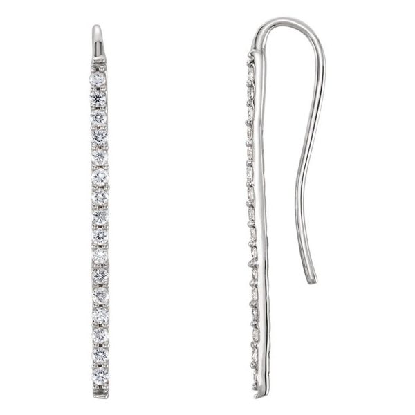 1.3 x 23mm Platinum 1 3 CTW (H-I, I1) Diamond Bar Earrings For Cheap