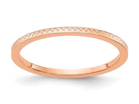 1.2mm 10k Rose Gold Crisscross Flat Stackable Band For Sale