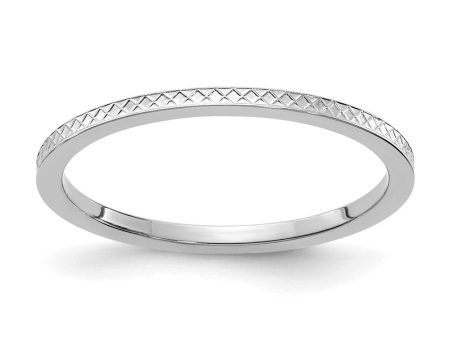 1.2mm 10k White Gold Crisscross Flat Stackable Band Supply