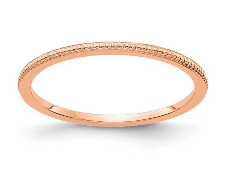 1.2mm 10k Rose Gold Beaded Stackable Band Hot on Sale