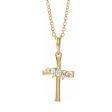 14K Gold .06 CTW Diamond Cluster Tiny Cross Necklace, 16-18 Inch Online