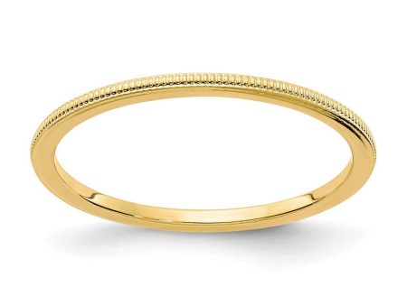 1.2mm 14k Yellow Gold Milgrain Stackable Band Fashion