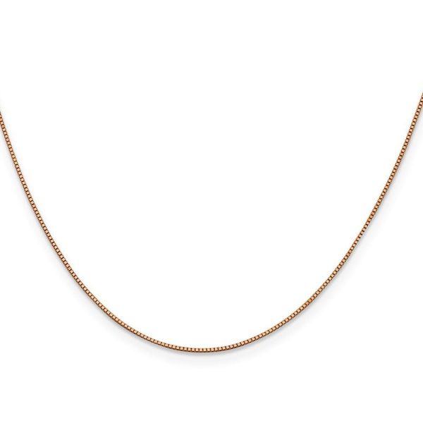 0.7mm 14k Rose Gold Solid Box Chain Lobster Claw Clasp Necklace Online Sale