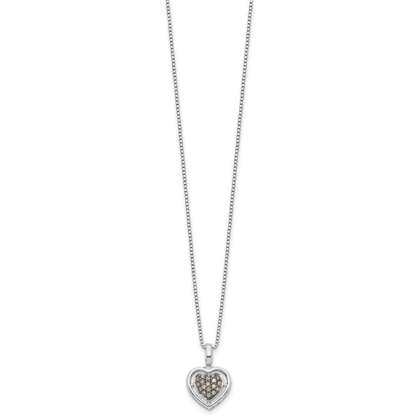 1 4 Ctw Champagne Diamond 15mm Heart Necklace in Sterling Silver Discount