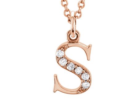 The Abbey 14k Rose Gold Diamond Lower Case Initial  s  Necklace 16 In Sale