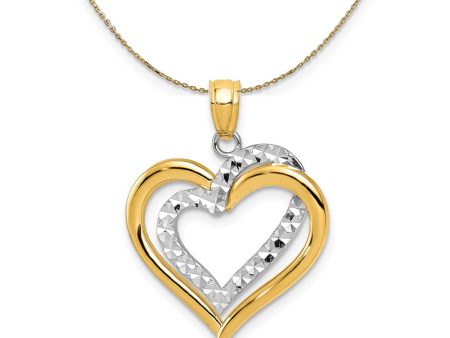 14k Two Tone Gold Diamond Cut Intertwined Hearts Necklace Discount