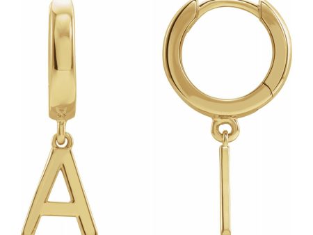 Single, 14k Yellow Gold Initial A-Z Dangle Hoop Earring, 21mm Sale