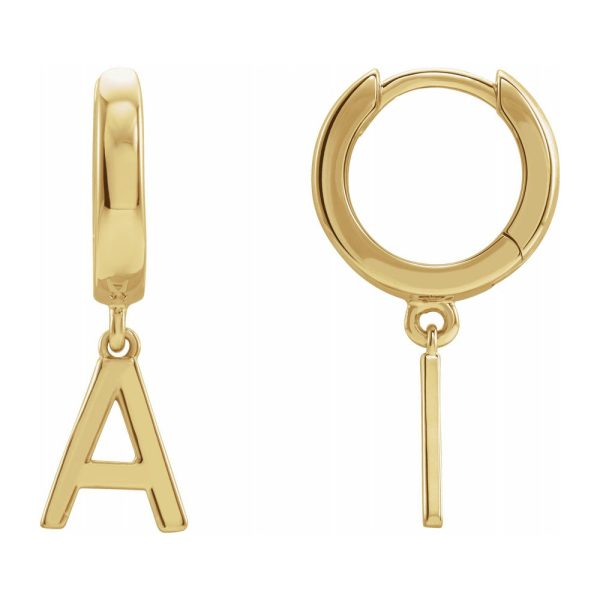 Single, 14k Yellow Gold Initial A-Z Dangle Hoop Earring, 21mm Sale