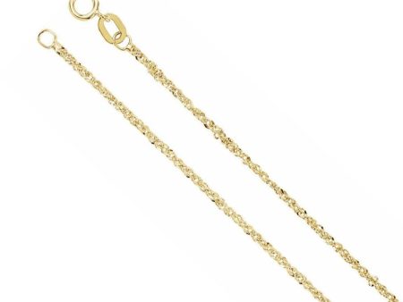 1.25mm 14K Yellow Gold Diamond Cut Solid Singapore Chain Necklace Online