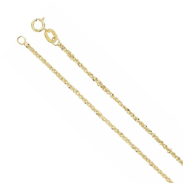 1.25mm 14K Yellow Gold Diamond Cut Solid Singapore Chain Necklace Online