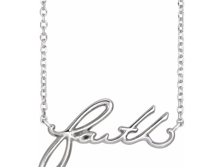 Sterling Silver Small Faith Script Necklace, 18 Inch Sale