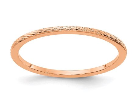 1.2mm 14k Rose Gold Twisted Pattern Stackable Band For Sale