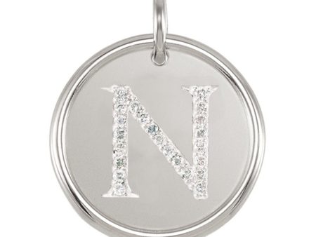 1 10 Ctw G-H, I1 Diamond Initial 17mm 14k White Gold Pendant Letter N For Cheap