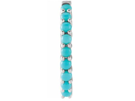 Single, 14K Yellow or White Gold Turquoise Hinged Huggie Hoop Earring Supply