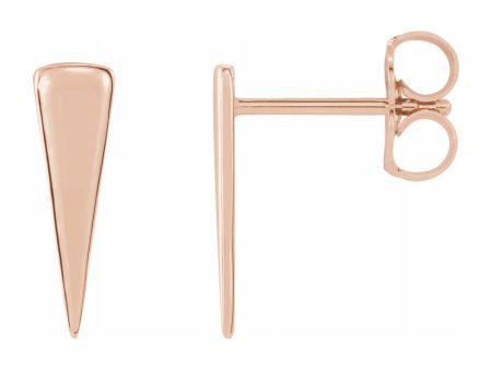 14K White, Yellow or Rose Gold Small Triangle Post Earrings, 12mm Fashion