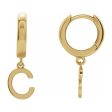 Single, 14k Yellow Gold Initial A-Z Dangle Hoop Earring, 21mm Sale