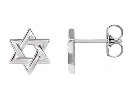 Sterling Silver Star of David Post Earrings, 9.5mm Online Hot Sale