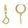 Single, 14k Yellow Gold Initial A-Z Dangle Hoop Earring, 21mm Sale