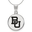 Sterling Silver Baylor U XL Enamel Disc Pendant Necklace For Sale