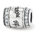 Sterling Silver & Crystals Shoot for The Moon Barrel Bead Charm For Cheap