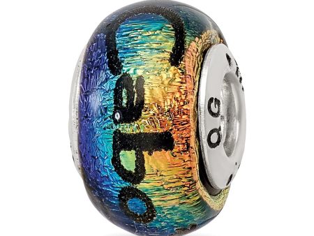 Cabo & Palm Trees Dichroic Glass & Sterling Silver Bead Charm Discount