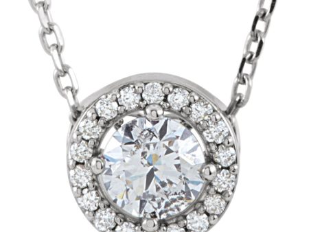 14K White Gold 1 4, 3 8, or 1 2 Ctw Diamond Halo Style Necklace, 16 In Online now