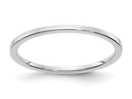 1.2mm 10k White Gold Polished Flat Stackable Band For Sale